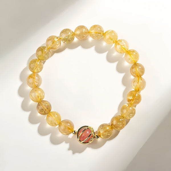 Crystal Bracelet - Natural Golden Rutilated Crystal Bracelet for Wealth & Good Luck