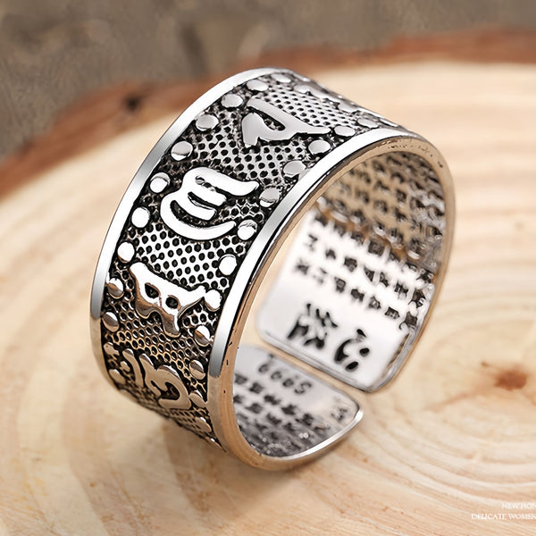 Six-Character Mantra and Heart Sutra Ring