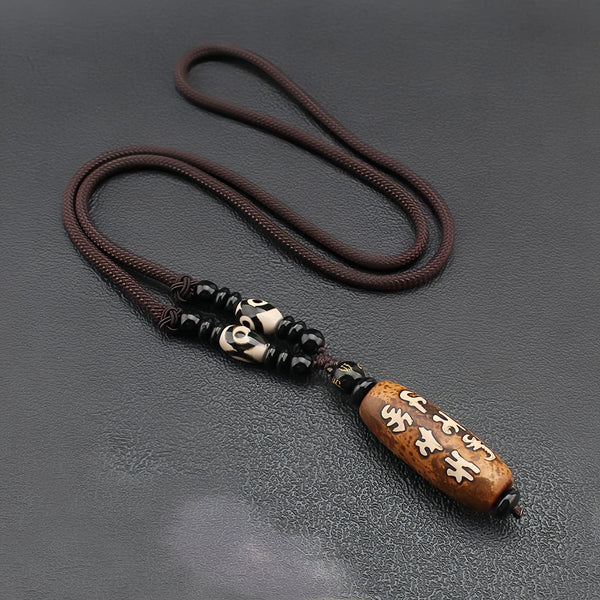 Tibetan Dzi Bead Necklace – Buddhist Amulet for Protection & Prosperity
