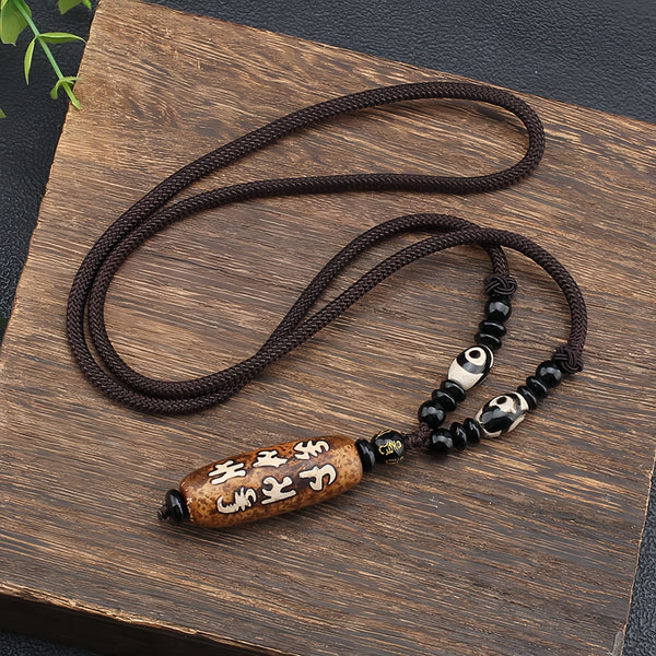 Tibetan Natural Agate Dzi Bead Necklace